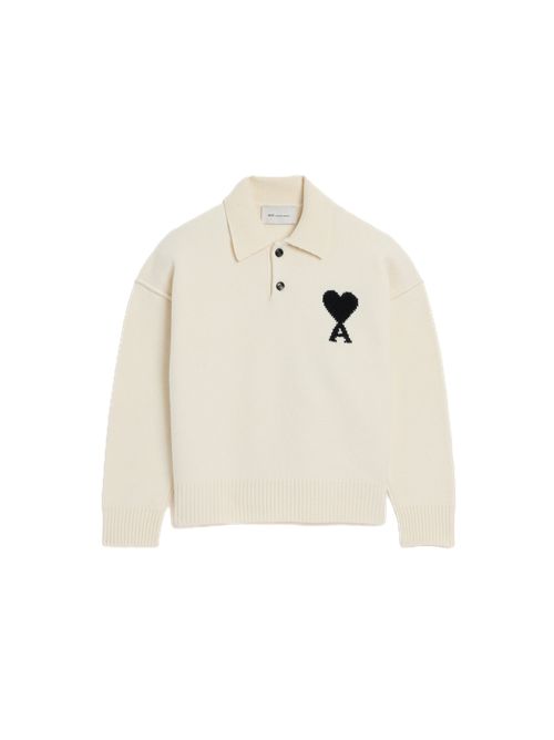 quota polosweater contrasted amidecoeur Ami Paris | UPL409.018OFFWHITE/BLACK